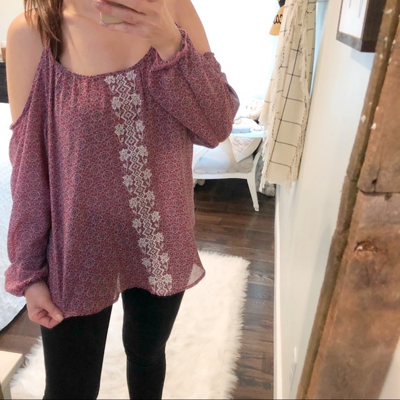 Rewind Tops - Rewind XL oversized boho cold shoulder blouse